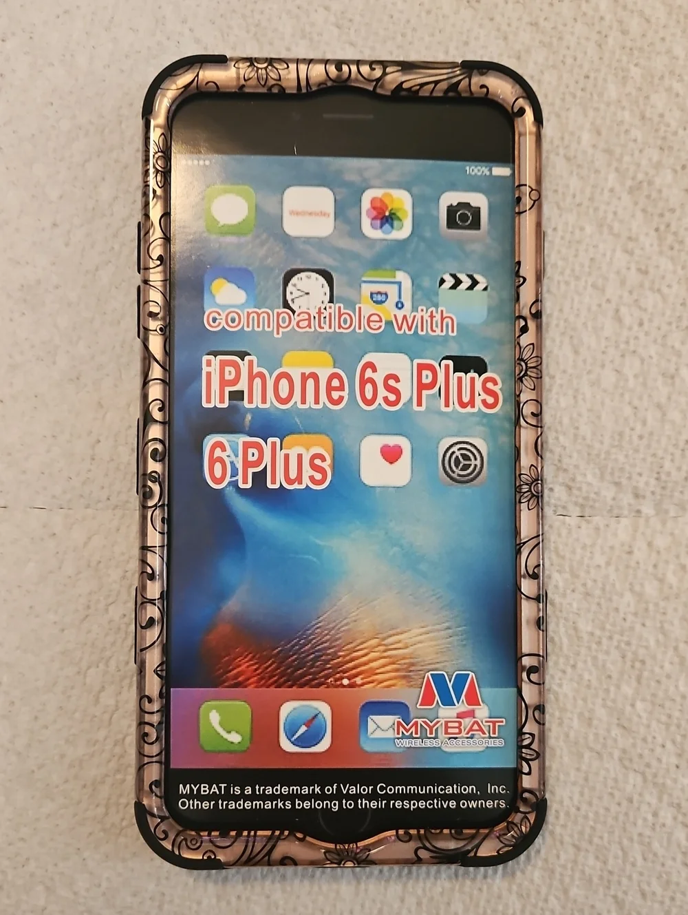 MYBAT Floral Pink Black Scroll Clear Bumper Case for iPhone 6 Plus / 6s Plus OS